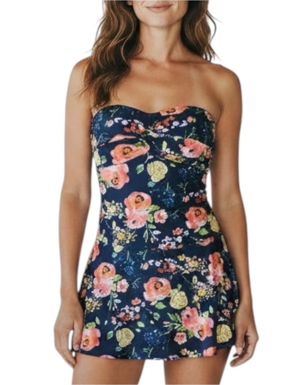 CURVESWELL Padded Floral One-Piece Sheath Swimsuit Size XL — Gently worn 2X